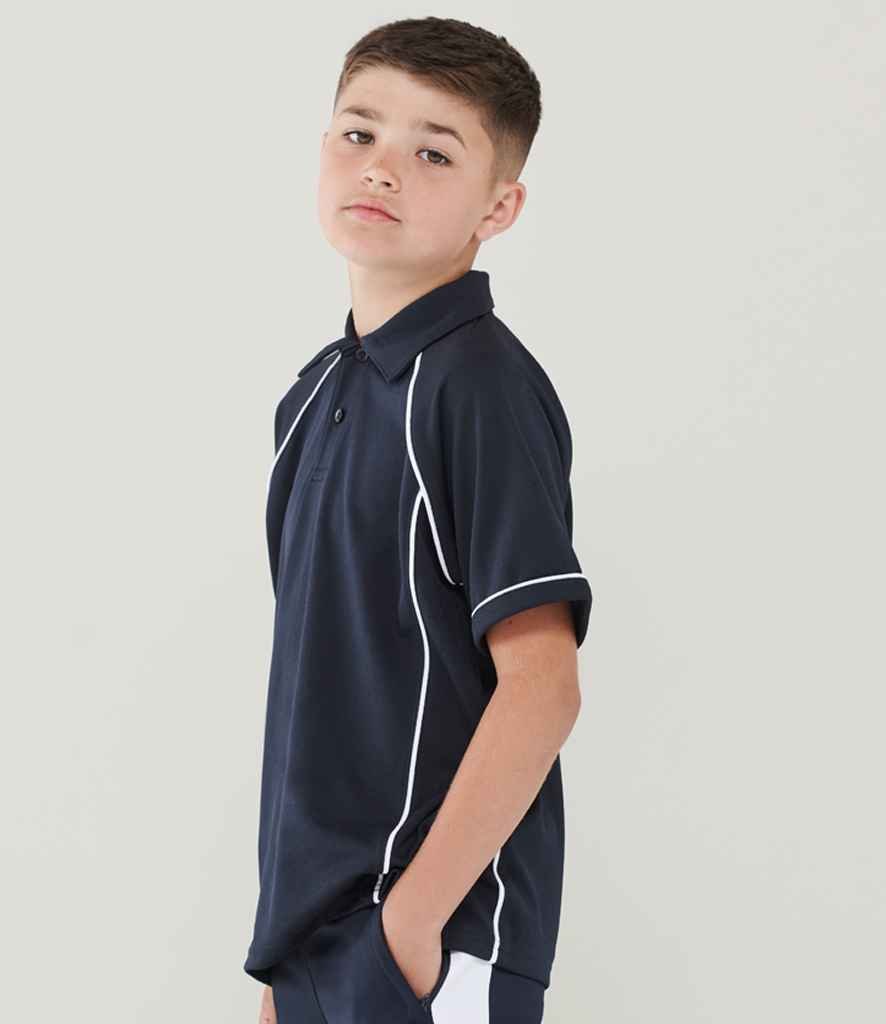 Finden and Hales Kids Performance Piped Polo Shirt | Navy/White - Image 2