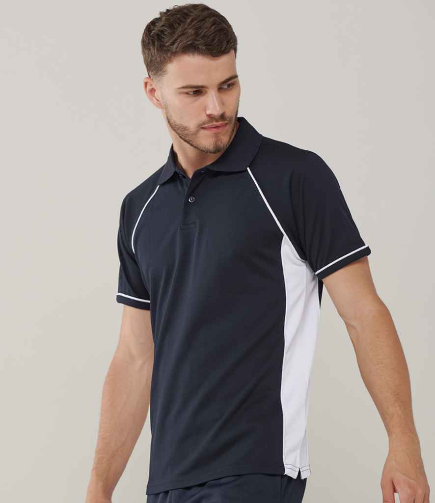 Finden and Hales Performance Panel Polo Shirt | Navy/White - Image 2