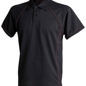 Finden and Hales Performance Piped Polo Shirt | Black/Black