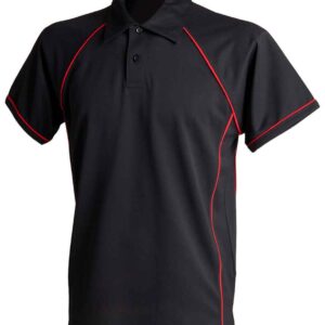 Finden and Hales Performance Piped Polo Shirt | Black/Red