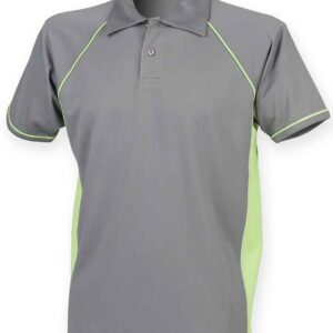 Finden and Hales Performance Piped Polo Shirt | Grey/Lime Green