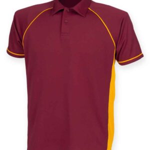 Finden and Hales Performance Piped Polo Shirt | Maroon/Amber/Amber