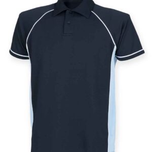 Finden and Hales Performance Piped Polo Shirt | Navy/Sky Blue/White