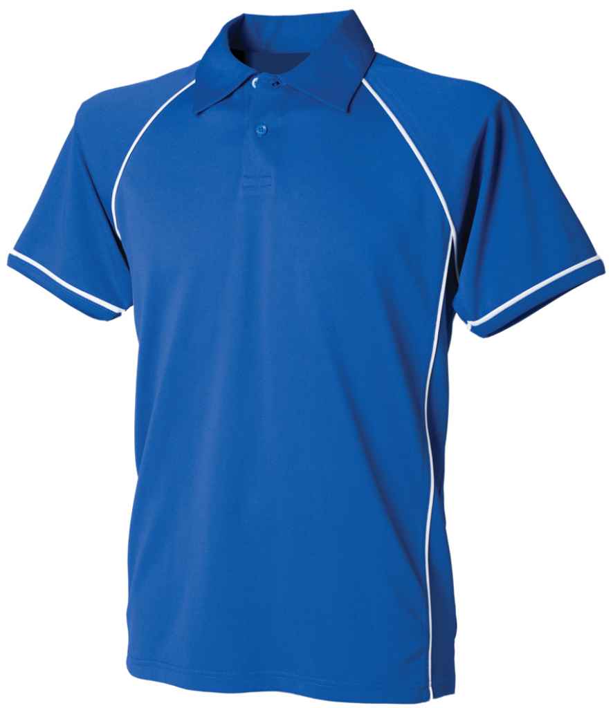 Finden and Hales Performance Piped Polo Shirt | Royal Blue/White