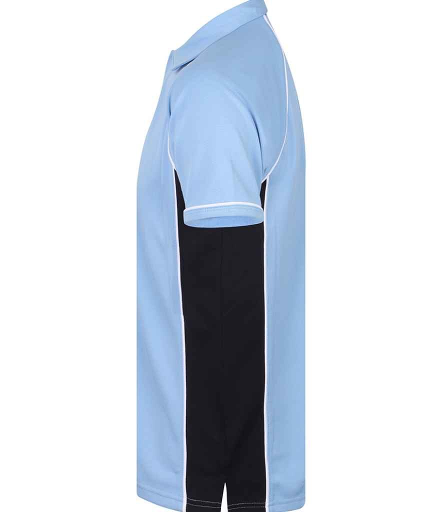 Finden and Hales Performance Piped Polo Shirt | Sky Blue/Navy/White - Image 3