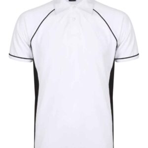 Finden and Hales Performance Piped Polo Shirt | White/Black/Black