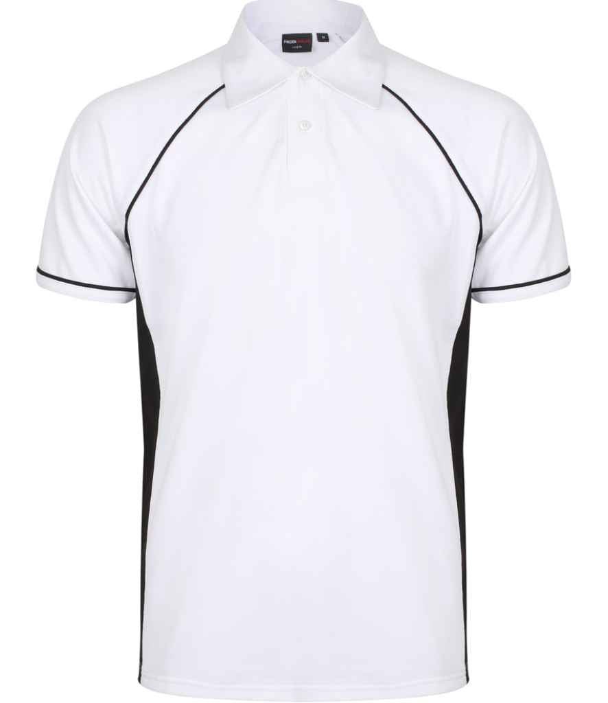 Finden and Hales Performance Piped Polo Shirt | White/Black/Black