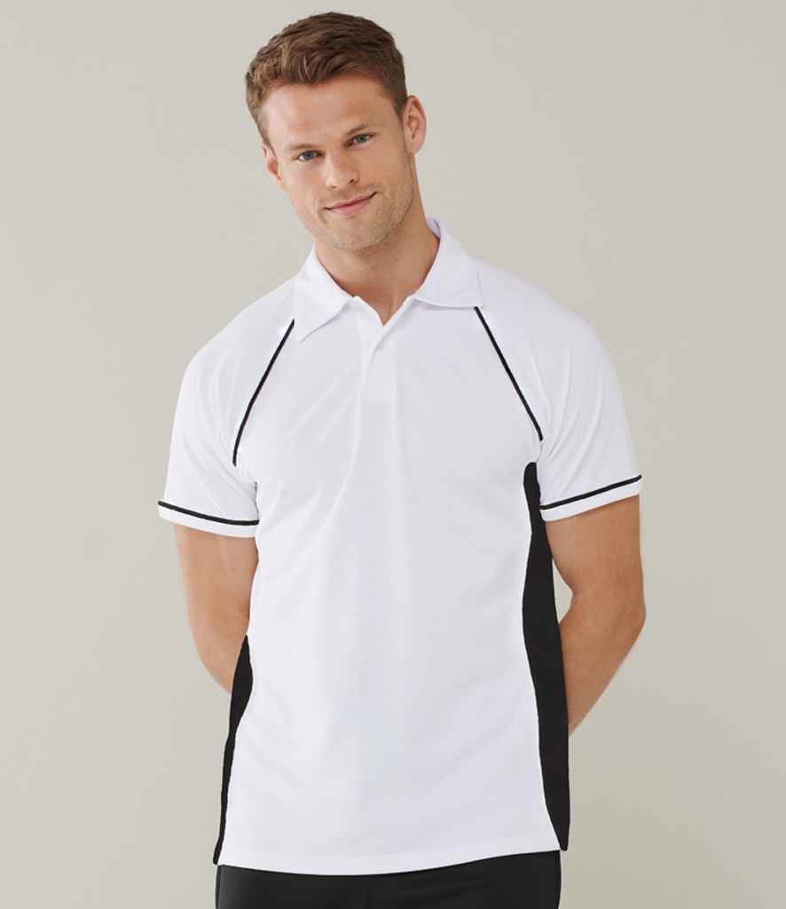 Finden and Hales Performance Piped Polo Shirt | White/Black/Black - Image 3