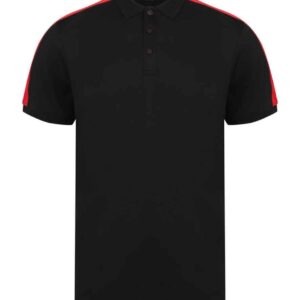 Finden and Hales Unisex Contrast Panel Piqué Polo Shirt | Black/Red