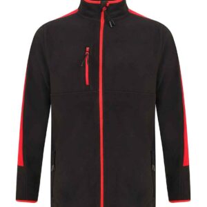 Finden and Hales Unisex Micro Fleece Jacket | Black/Red