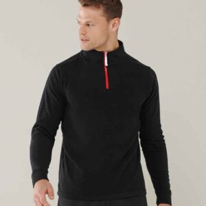 Finden and Hales Zip Neck Piped Micro Fleece | Black/Red