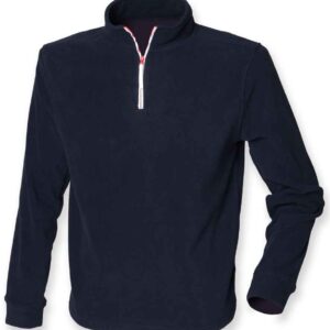 Finden and Hales Zip Neck Piped Micro Fleece | Navy/White