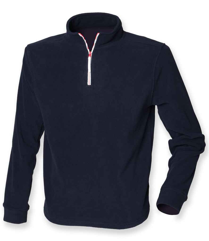 Finden and Hales Zip Neck Piped Micro Fleece | Navy/White