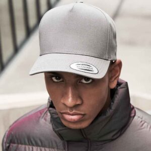Flexfit 5 Panel Curved Classic Snapback Cap | Grey
