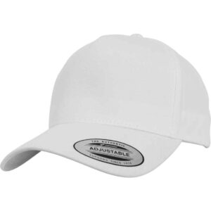 Flexfit 5 Panel Curved Classic Snapback Cap | White