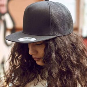 Flexfit 5 Panel Retro Trucker Cap | Black