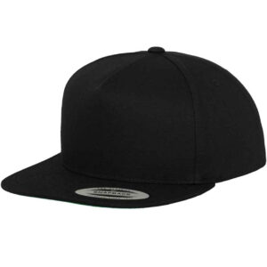 Flexfit Classic 5 Panel Snapback Cap | Black/Black