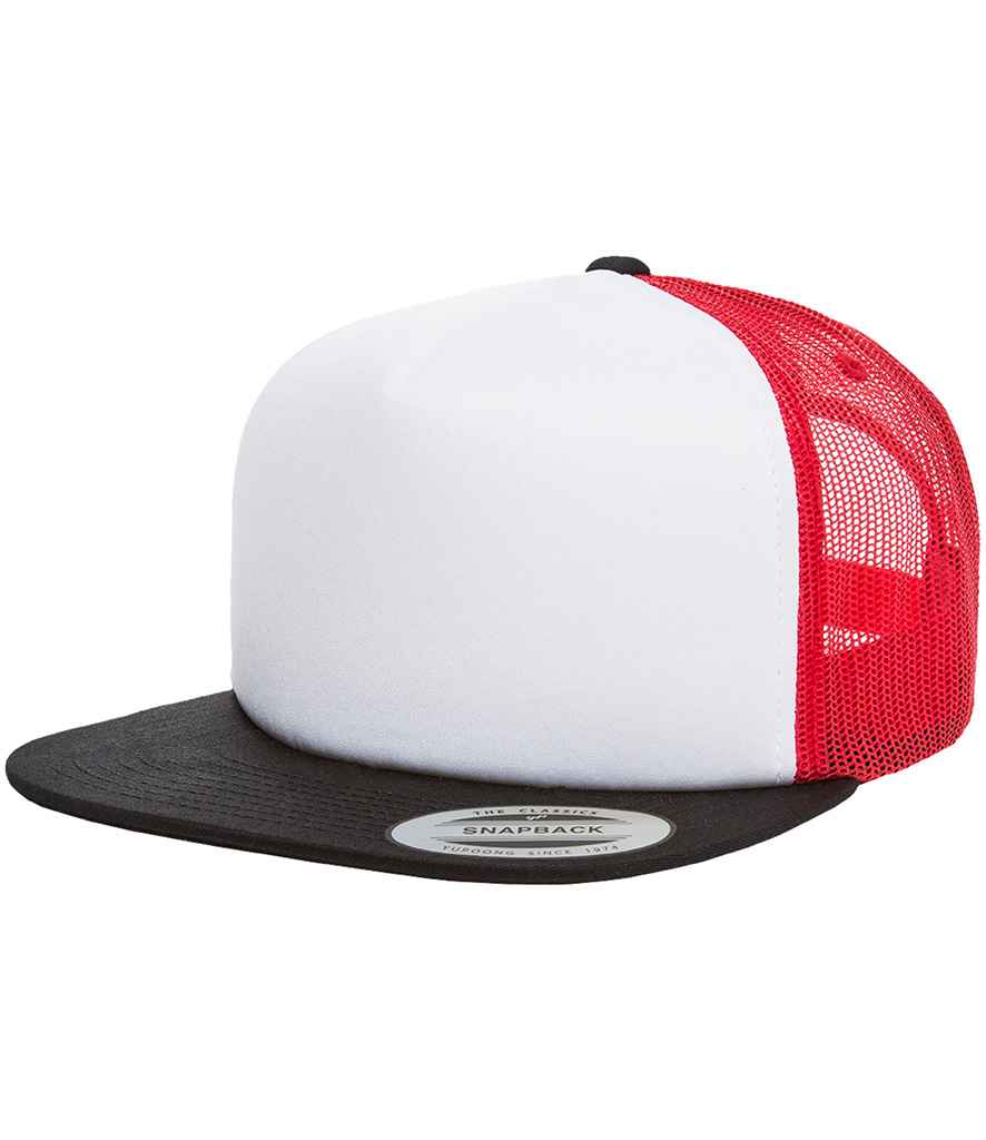 Flexfit Foam Trucker Cap | Black/White/Red