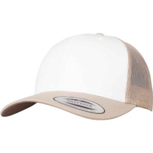 Flexfit Retro Coloured Front Trucker Cap | Khaki/White
