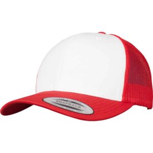 Flexfit Retro Coloured Front Trucker Cap | Red/White