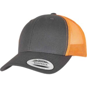 Flexfit Retro Trucker Two Tone Cap | Charcoal/Neon Orange