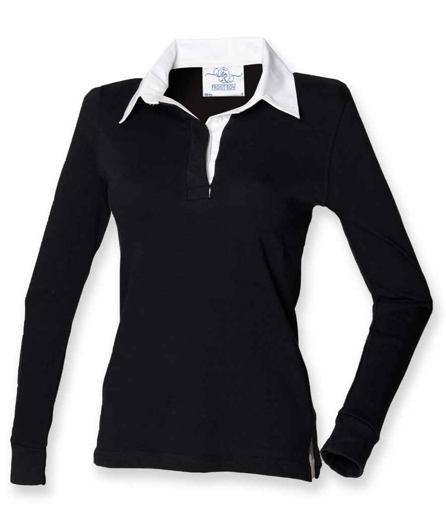 Front Row Ladies Classic Rugby Shirt | Black/White - Image 2