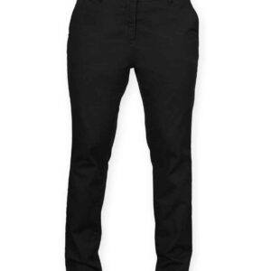 Front Row Ladies Stretch Chino Trousers | Black