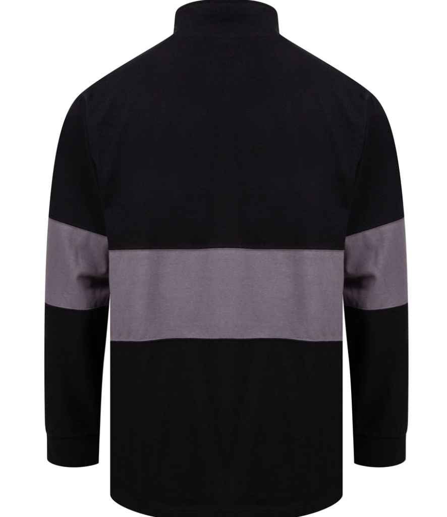 Front Row Panelled 1/4 Zip Neck Top | Black/Charcoal - Image 2
