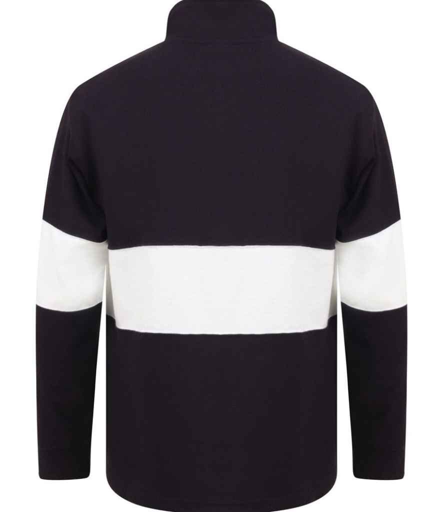 Front Row Panelled 1/4 Zip Neck Top | Navy/White - Image 3