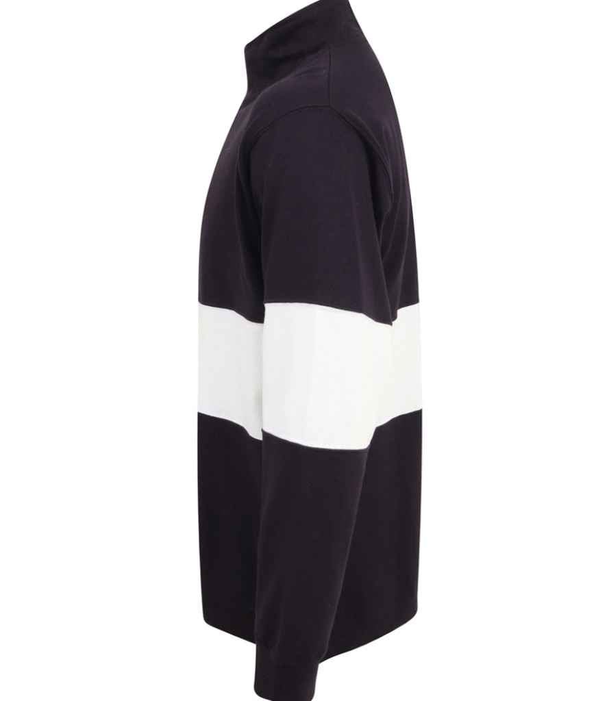 Front Row Panelled 1/4 Zip Neck Top | Navy/White - Image 4