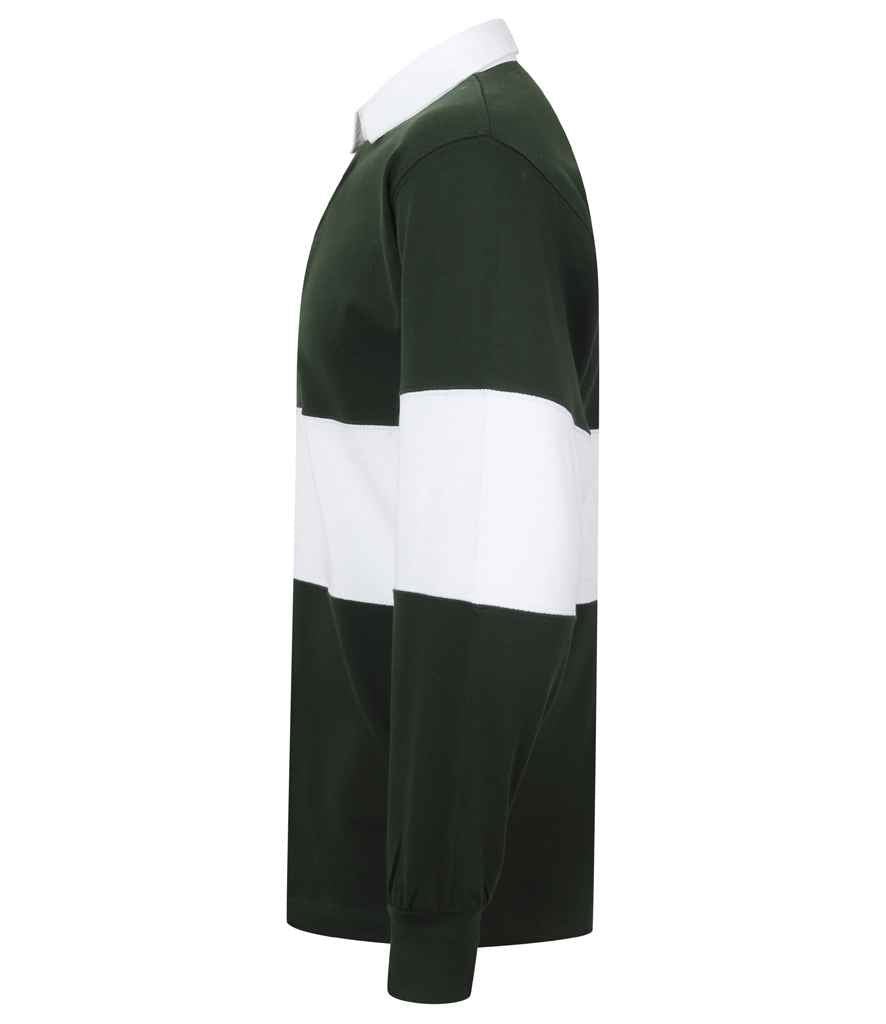 Front Row Panelled Rugby Shirt | Bottle Green/White - Image 4