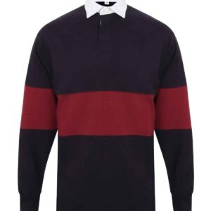 Front Row Panelled Rugby Shirt | Navy/Burgundy