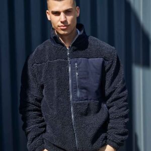 Front Row Recycled Sherpa Fleece Jacket | Navy