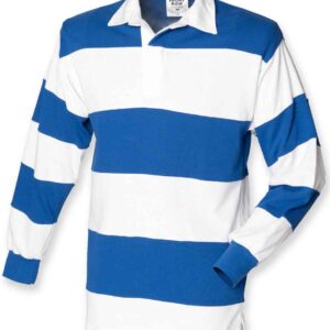 Front Row Sewn Stripe Rugby Shirt | White/Royal Blue