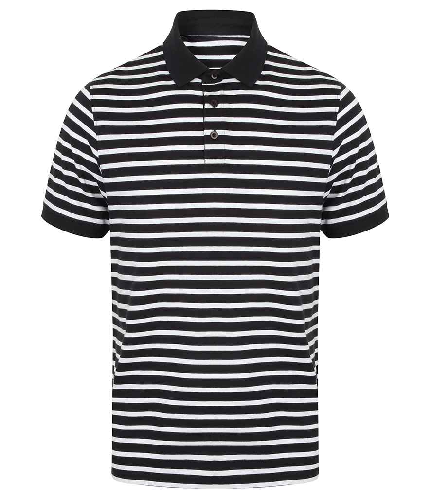 Front Row Striped Jersey Polo Shirt | Navy/White - Image 2