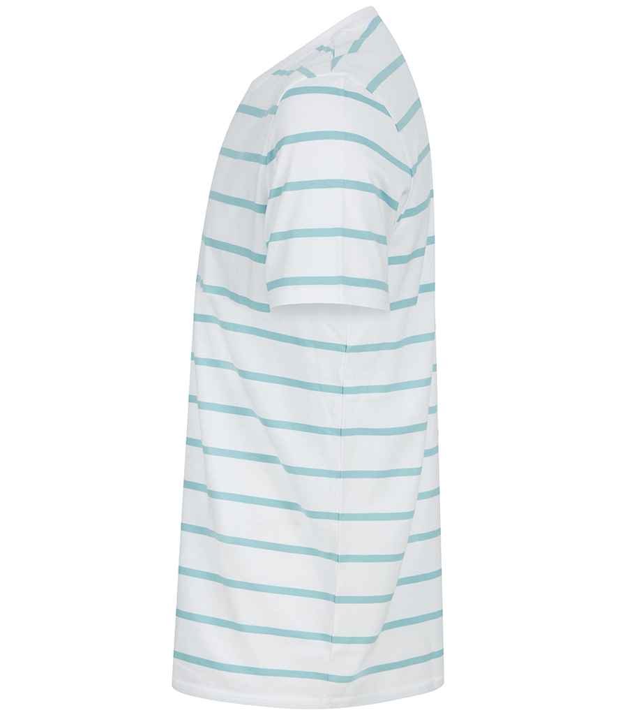 Front Row Striped T-Shirt | White/Duck Egg - Image 3