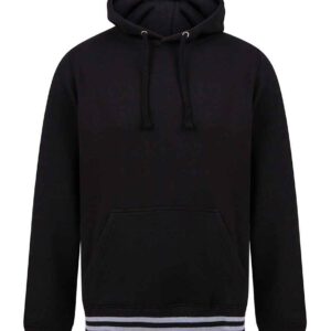 Front Row Unisex Striped Cuff Hoodie | Black/Heather Grey