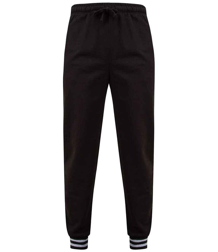 Front Row Unisex Striped Cuff Joggers | Black/Heather Grey