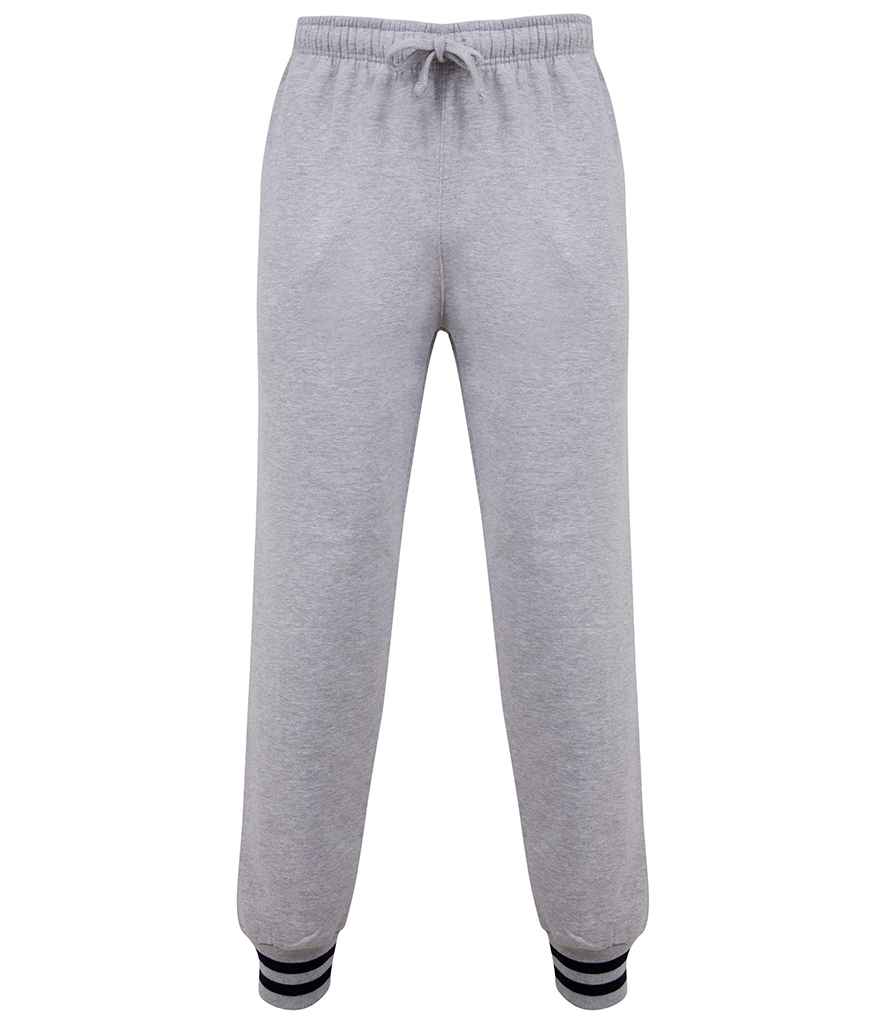 Front Row Unisex Striped Cuff Joggers | Heather Grey/Navy