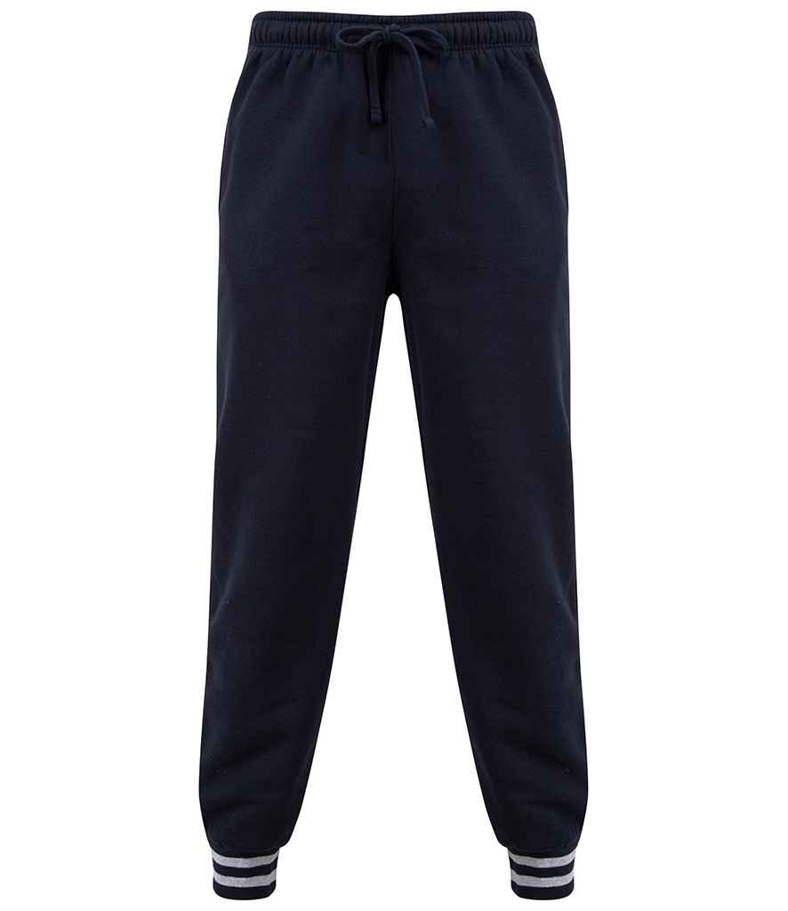 Front Row Unisex Striped Cuff Joggers | Navy/Heather Grey