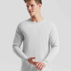 Fruit Loom Iconic 195 Long Sleeve T-Shirt | Heather Grey
