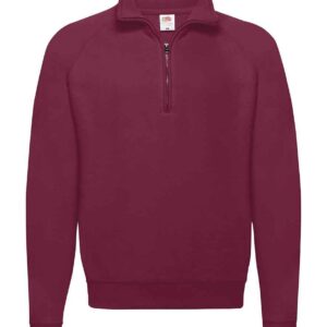 Fruit of the Loom Classic Zip Neck Sweatshirt | Burgundy