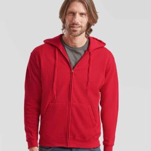 Fruit of the Loom Classic Zip Neck Sweatshirt | Red