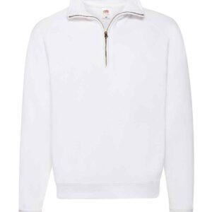 Fruit of the Loom Classic Zip Neck Sweatshirt | White