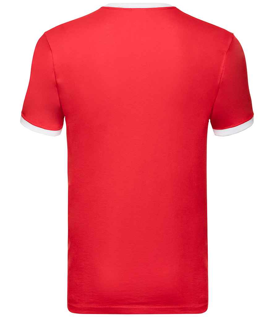 Fruit of the Loom Contrast Ringer T-Shirt | Red/White - Image 3