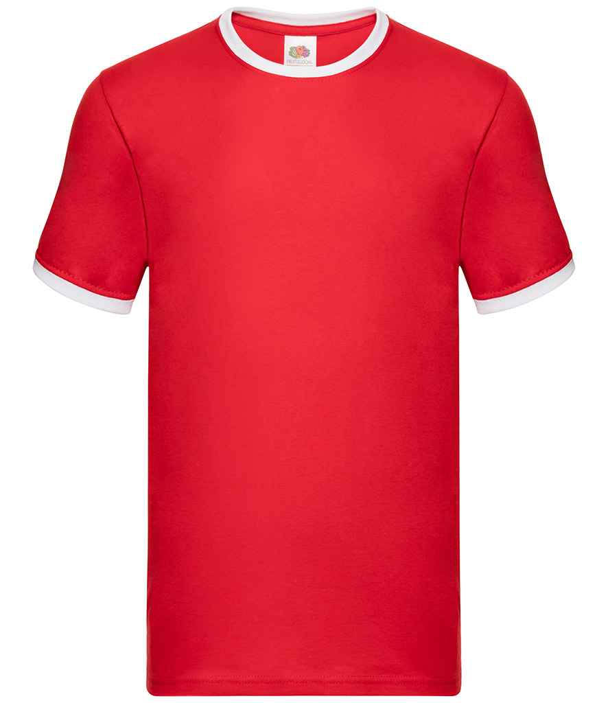 Fruit of the Loom Contrast Ringer T-Shirt | Red/White - Image 2