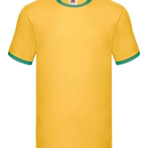 Fruit of the Loom Contrast Ringer T-Shirt | Sunflower/Kelly Green