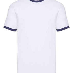 Fruit of the Loom Contrast Ringer T-Shirt | White/Navy