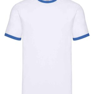 Fruit of the Loom Contrast Ringer T-Shirt | White/Royal Blue
