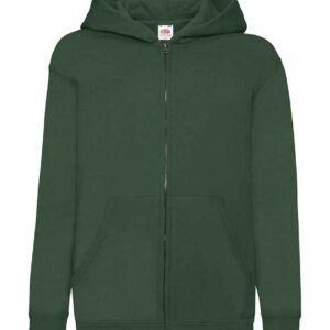 Fruit of the Loom Kids Classic Zip Hooded Sweatshirt | Bottle Green